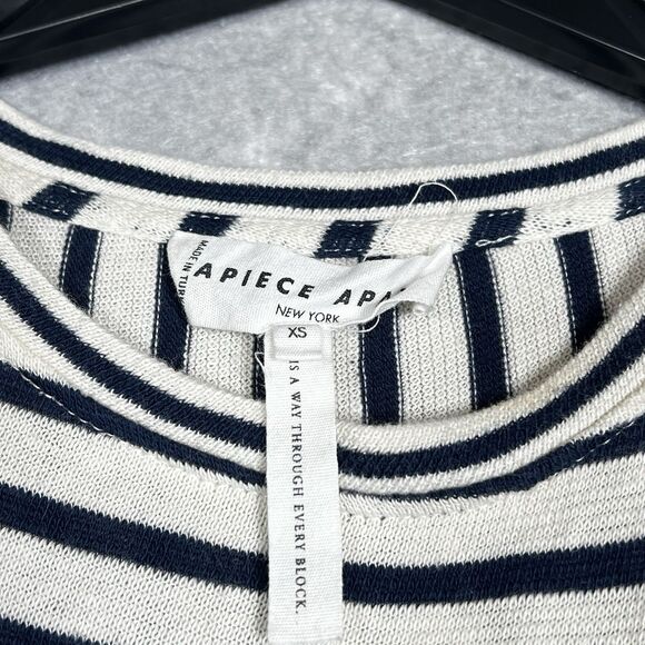 Apiece Apart Top Womens Size XS White Blue Striped Pocket Tunic 100% Cotton - Picture 10 of 13